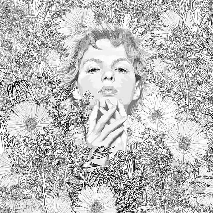 美人与花插画：用线条淋漓尽致展现女性魅力！
