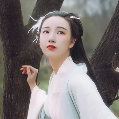 清新花朵带伞女生头像，唯美古风真人头像