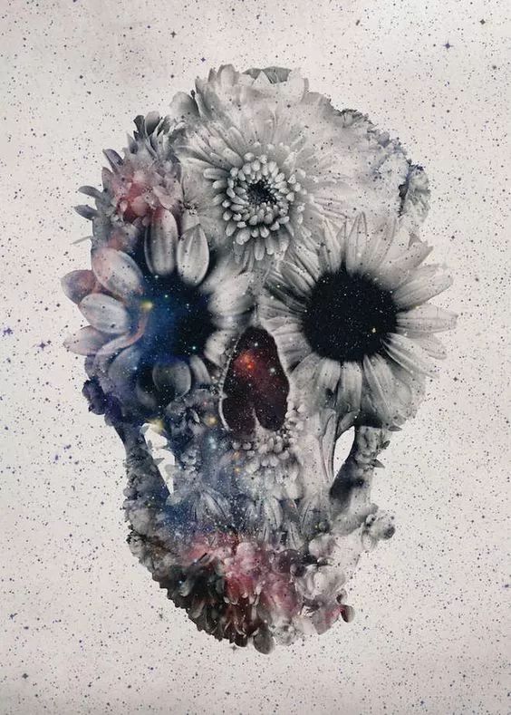 一组手绘骷髅头插画，犹如带刺的玫瑰！