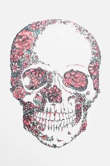一组手绘骷髅头插画，犹如带刺的玫瑰！