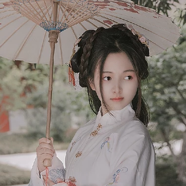 甜美可爱带伞团扇女生头像，唯美古风真人头像