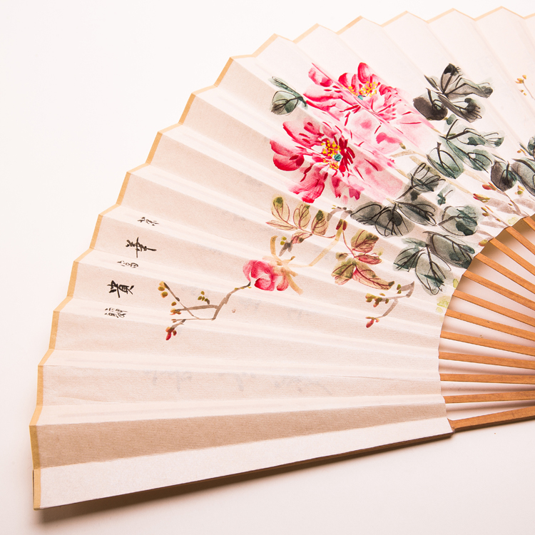 古典檀香折扇：水墨画扇子