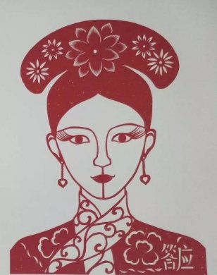 宫廷妃子人物剪纸：8款清后宫等