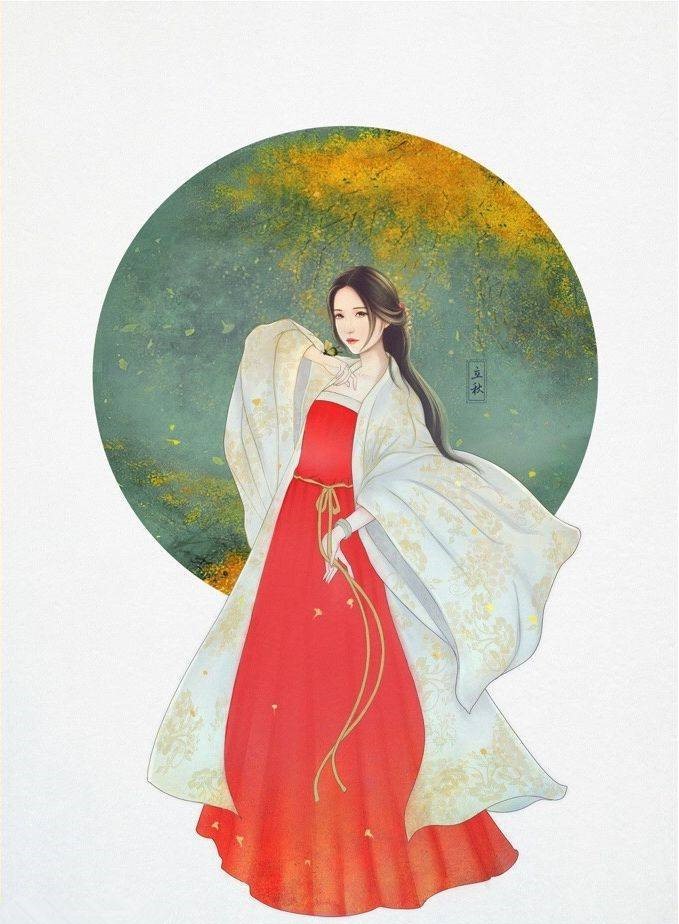 9款古风插画图片：二十四节气美人图