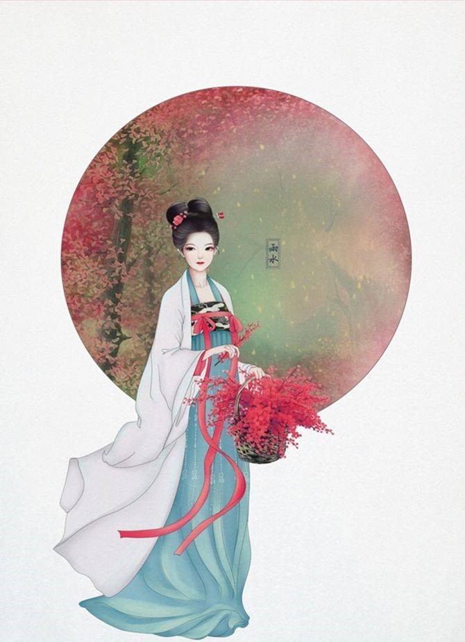 9款古风插画图片：二十四节气美人图