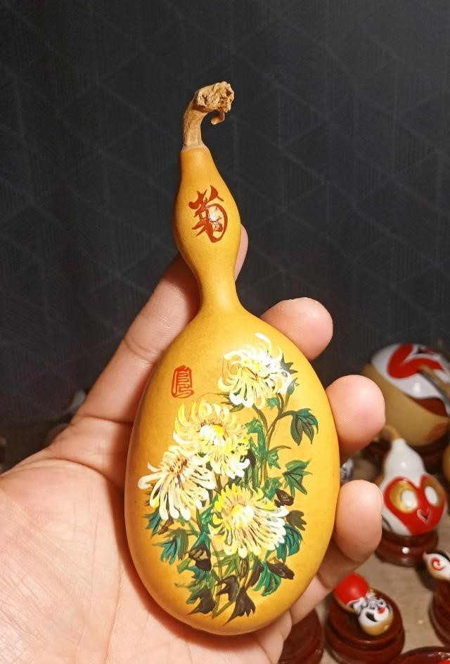 手绘梅兰菊竹葫芦,彩绘葫芦惊艳众人