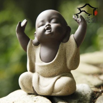 紫砂可爱佛小和尚茶宠图片