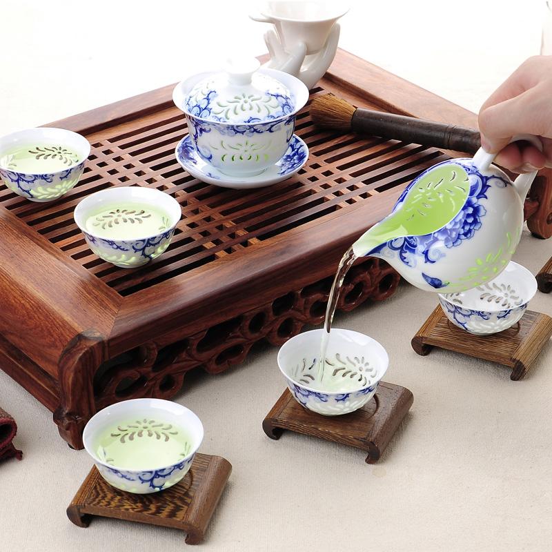 青花瓷陶瓷盖碗茶杯图片