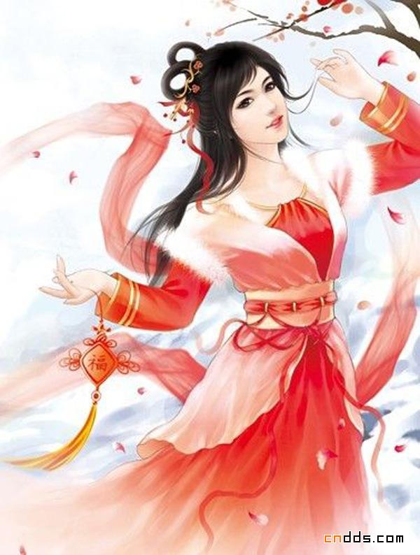妖娆古典的美女插画给你拜大年