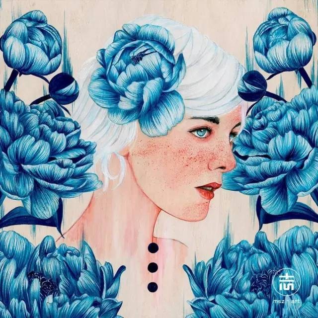 细腻柔和的花鸟虫鱼和美女插画