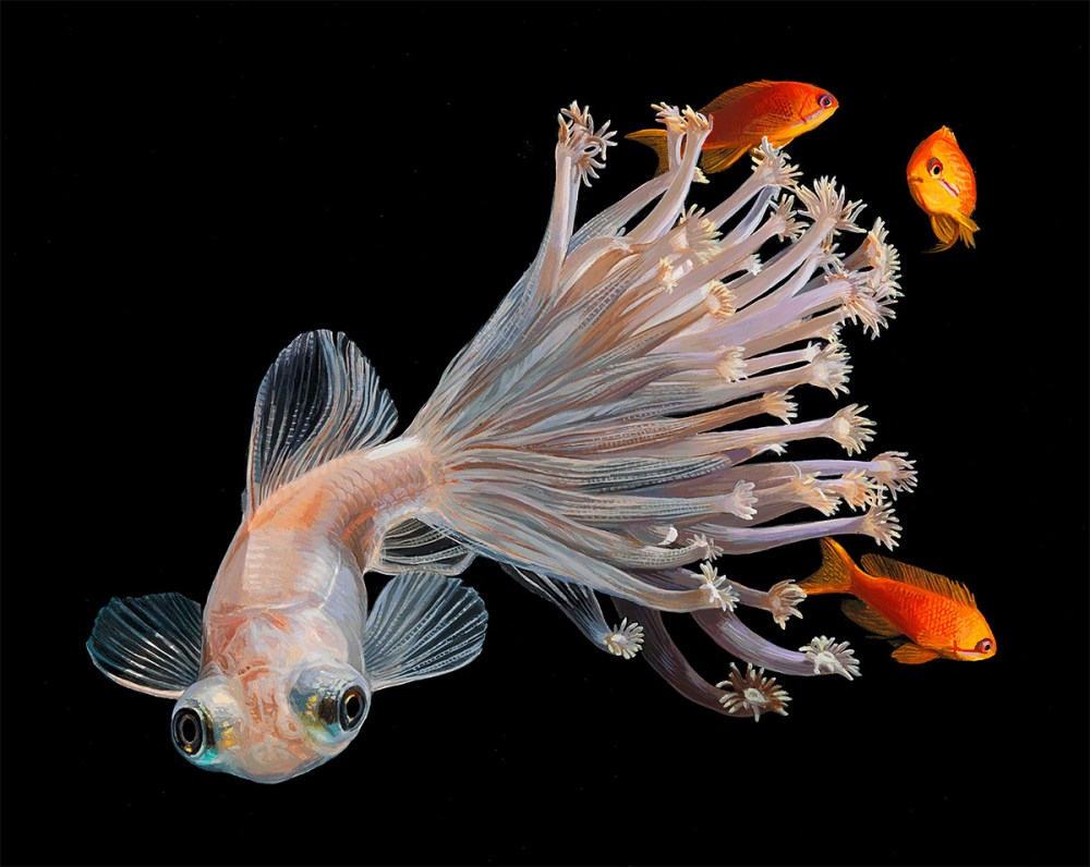 鱼和珊瑚：Lisa Ericson超现实主义绘画作品