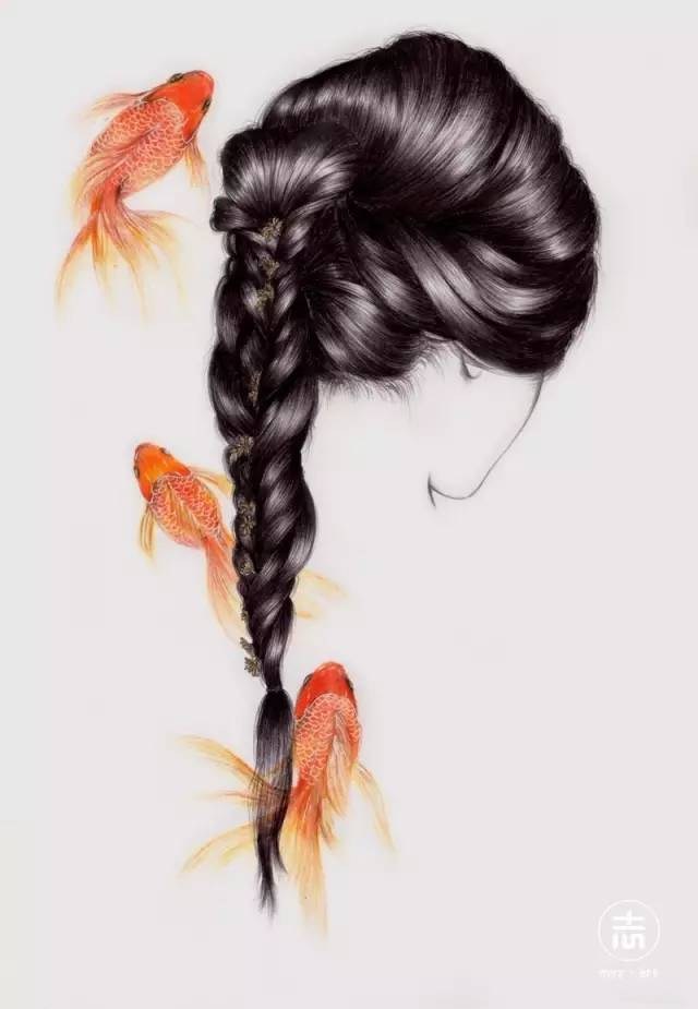细腻柔和的花鸟虫鱼和美女插画