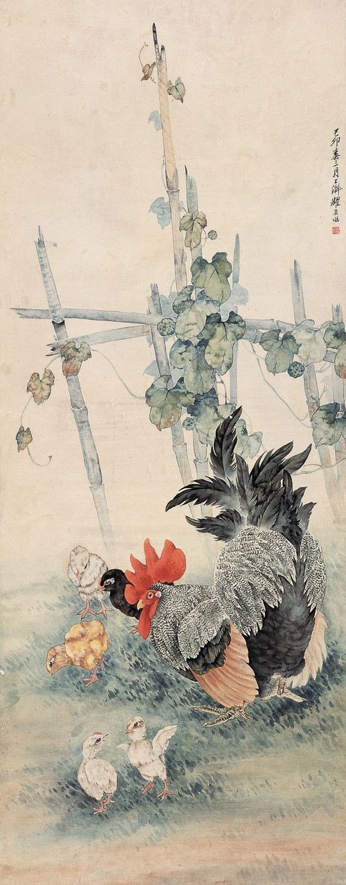 刘奎龄画鸡作品