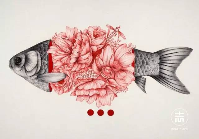 细腻柔和的花鸟虫鱼和美女插画