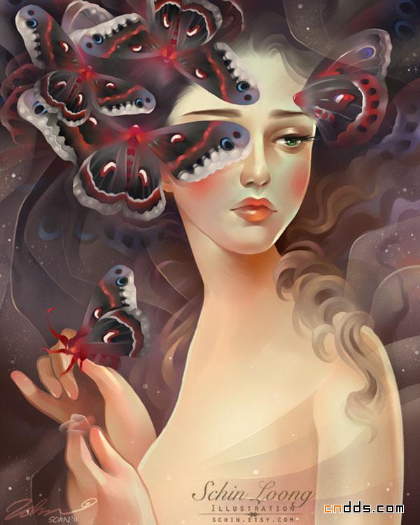 艳丽的人物肖像插画艺术