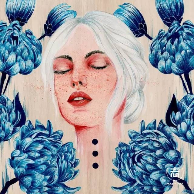 细腻柔和的花鸟虫鱼和美女插画