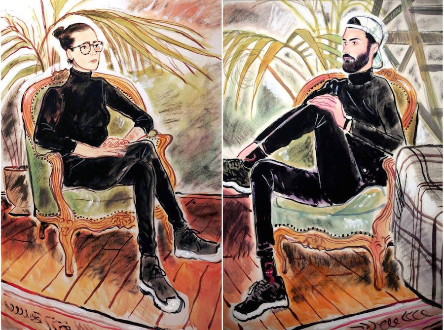 有趣的人物坐姿插画