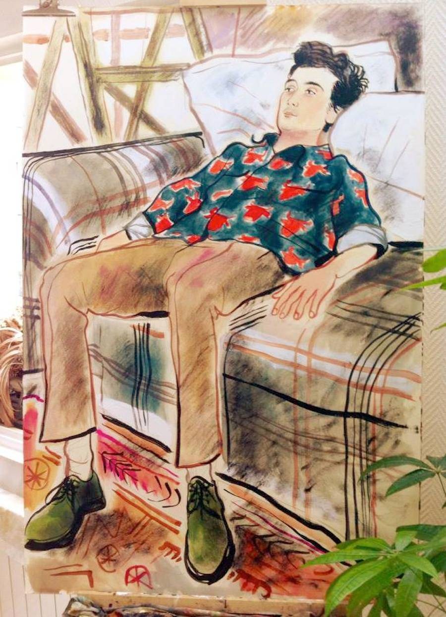 有趣的人物坐姿插画