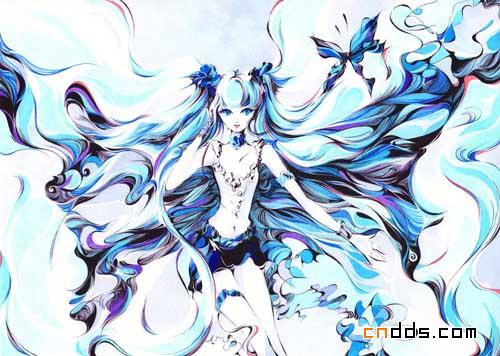 线条简单水彩色的卡通插画设计