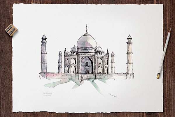 40个世界著名古迹水彩插画欣赏