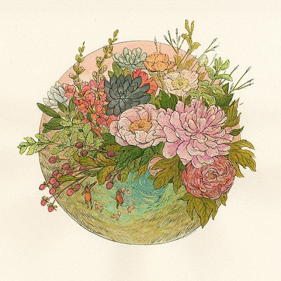 治愈系插画：温柔的森林