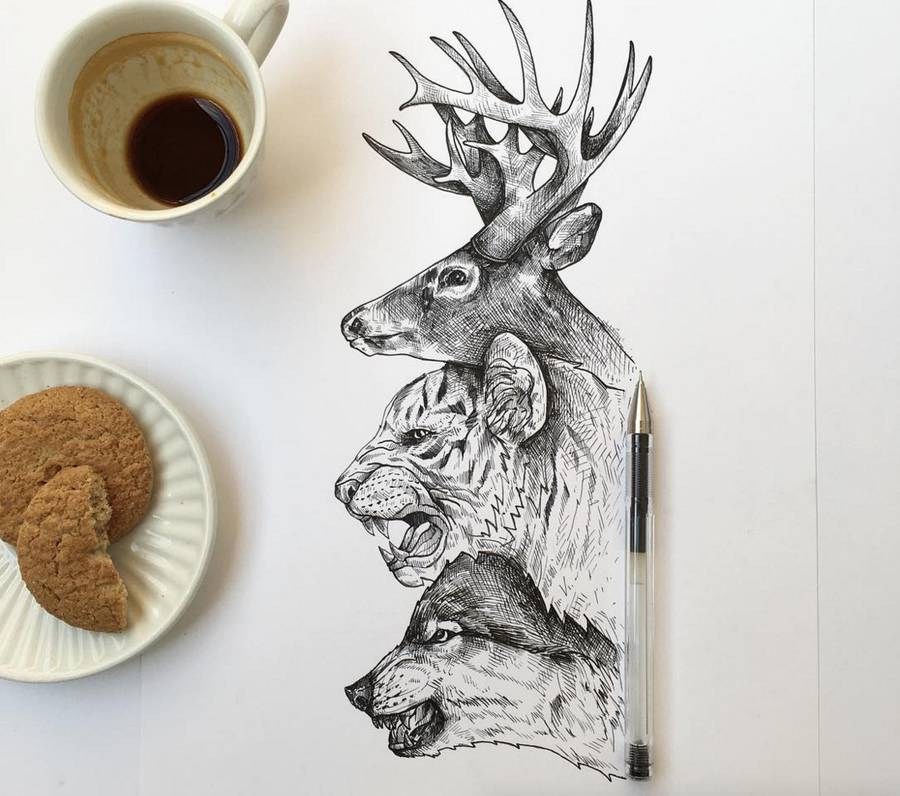 超现实风格的黑白插画欣赏