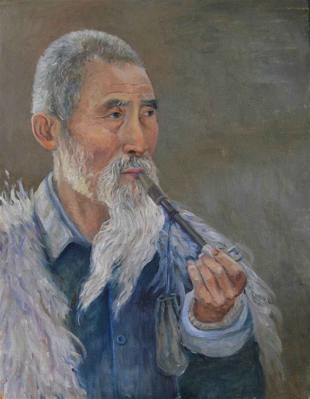 吸烟的老人