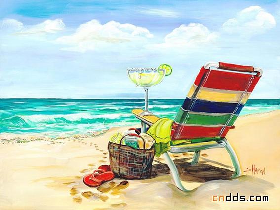 颜色鲜艳简洁的夏日风插画设计