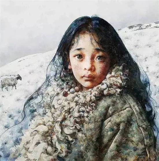 纯净之美！画笔下的西藏女孩