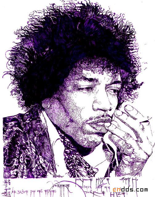 人物插画欣赏：电吉他大师Jimi Hendrix