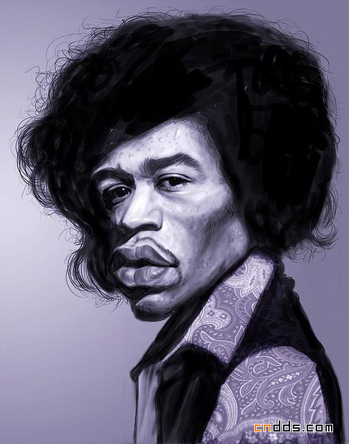 人物插画欣赏：电吉他大师Jimi Hendrix