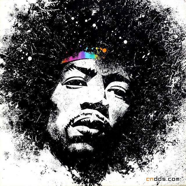 人物插画欣赏：电吉他大师Jimi Hendrix