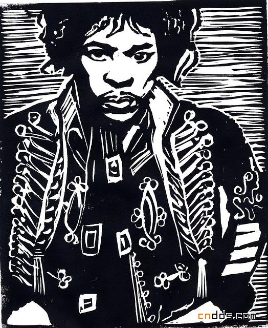 人物插画欣赏：电吉他大师Jimi Hendrix
