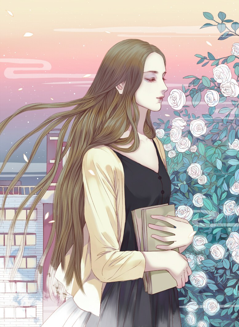一组少女系列的插画