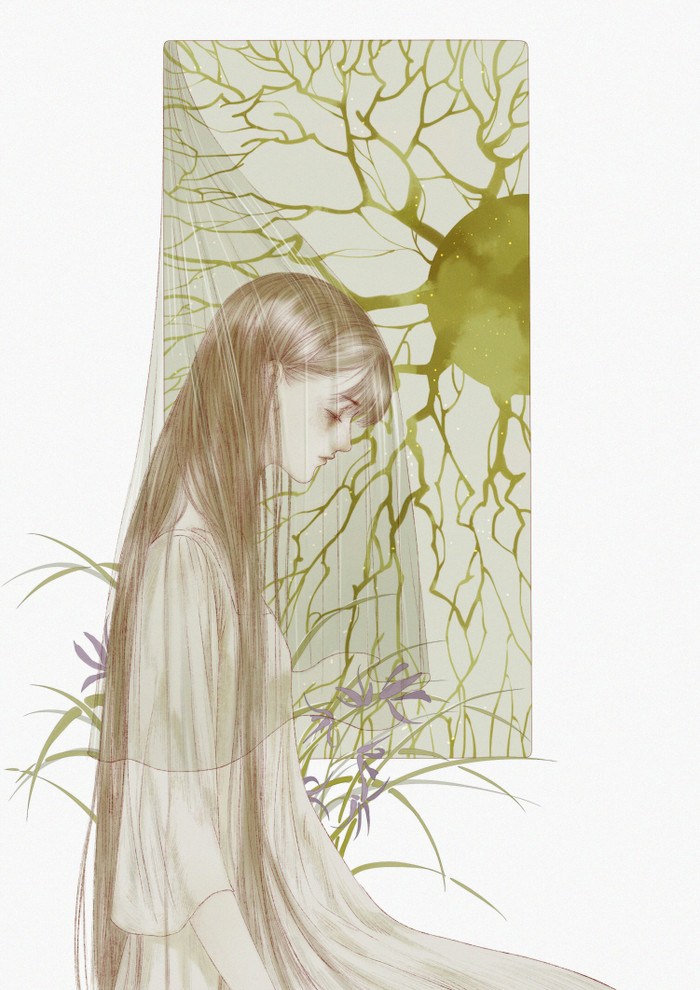 一组少女系列的插画