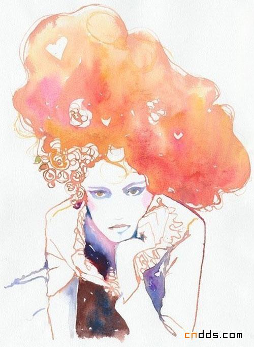 诱惑视觉的水彩人物插画