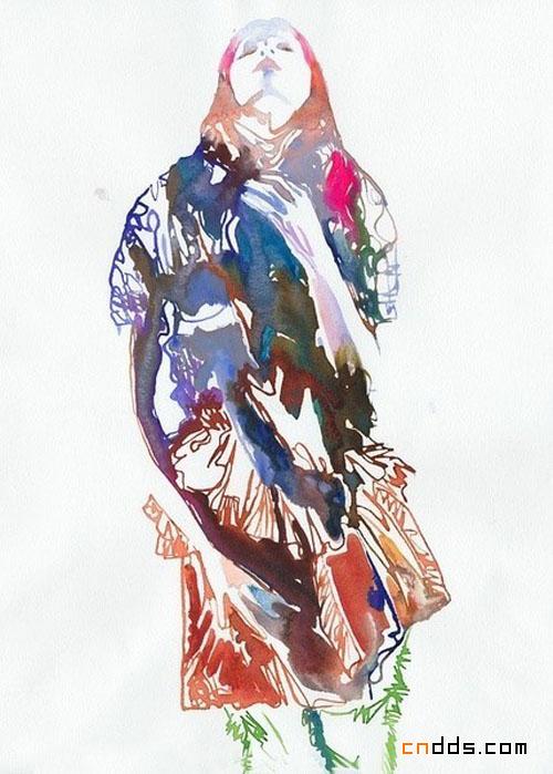 诱惑视觉的水彩人物插画
