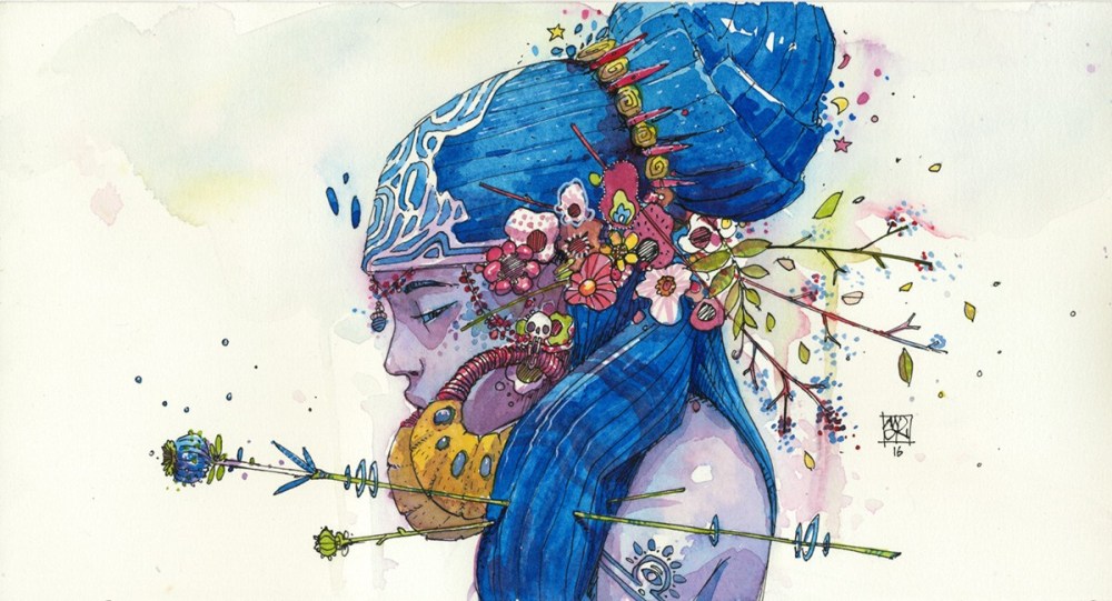 缪斯女神手绘插画设计