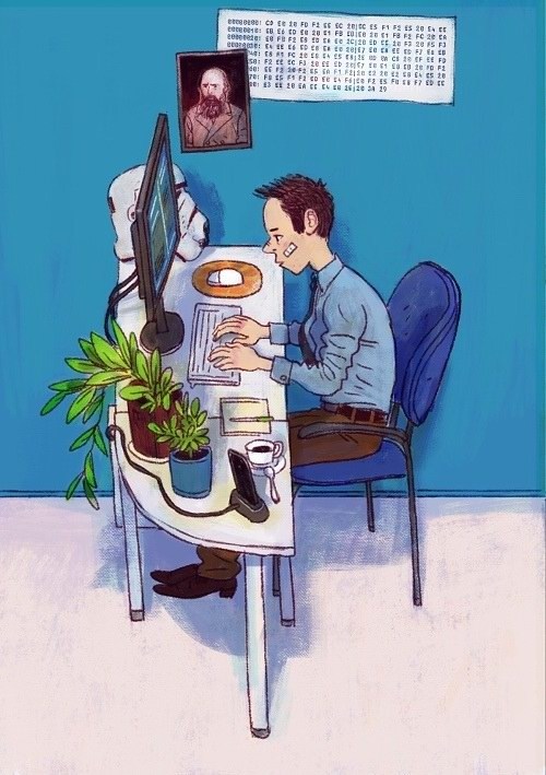 IT男女的办公室插画设计