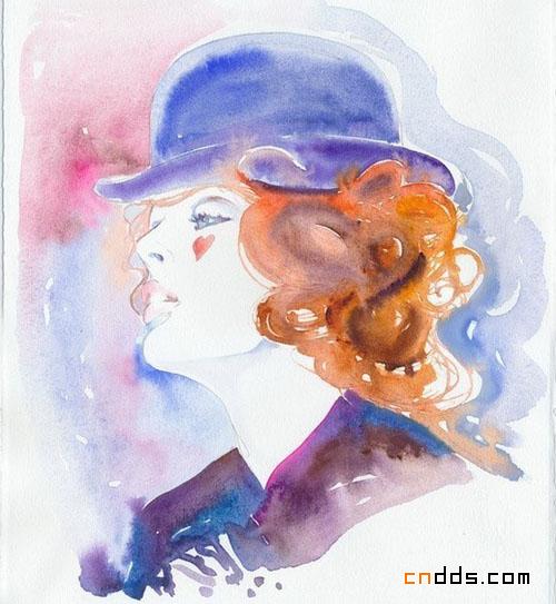 诱惑视觉的水彩人物插画
