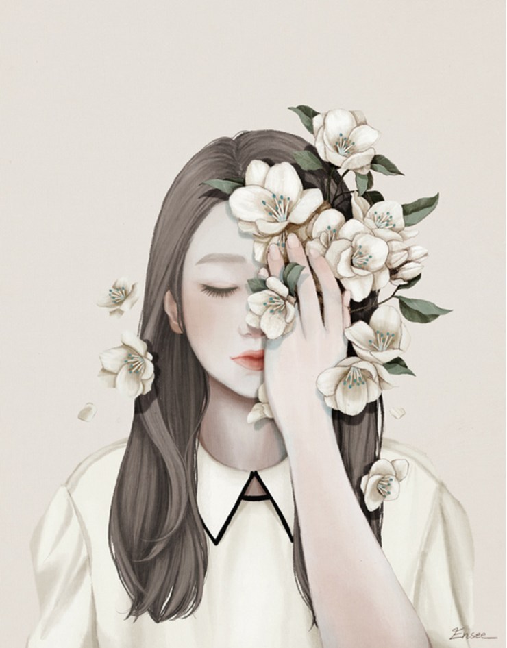 治愈小清新风格的纯情女生唯美插画欣赏