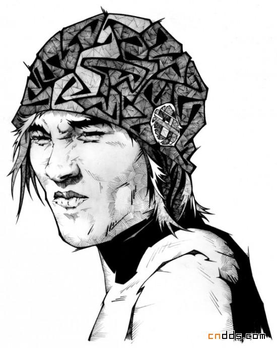 Andreas Preis黑白人像插画