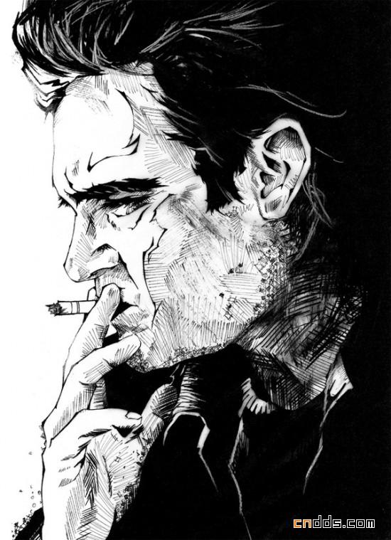 Andreas Preis黑白人像插画
