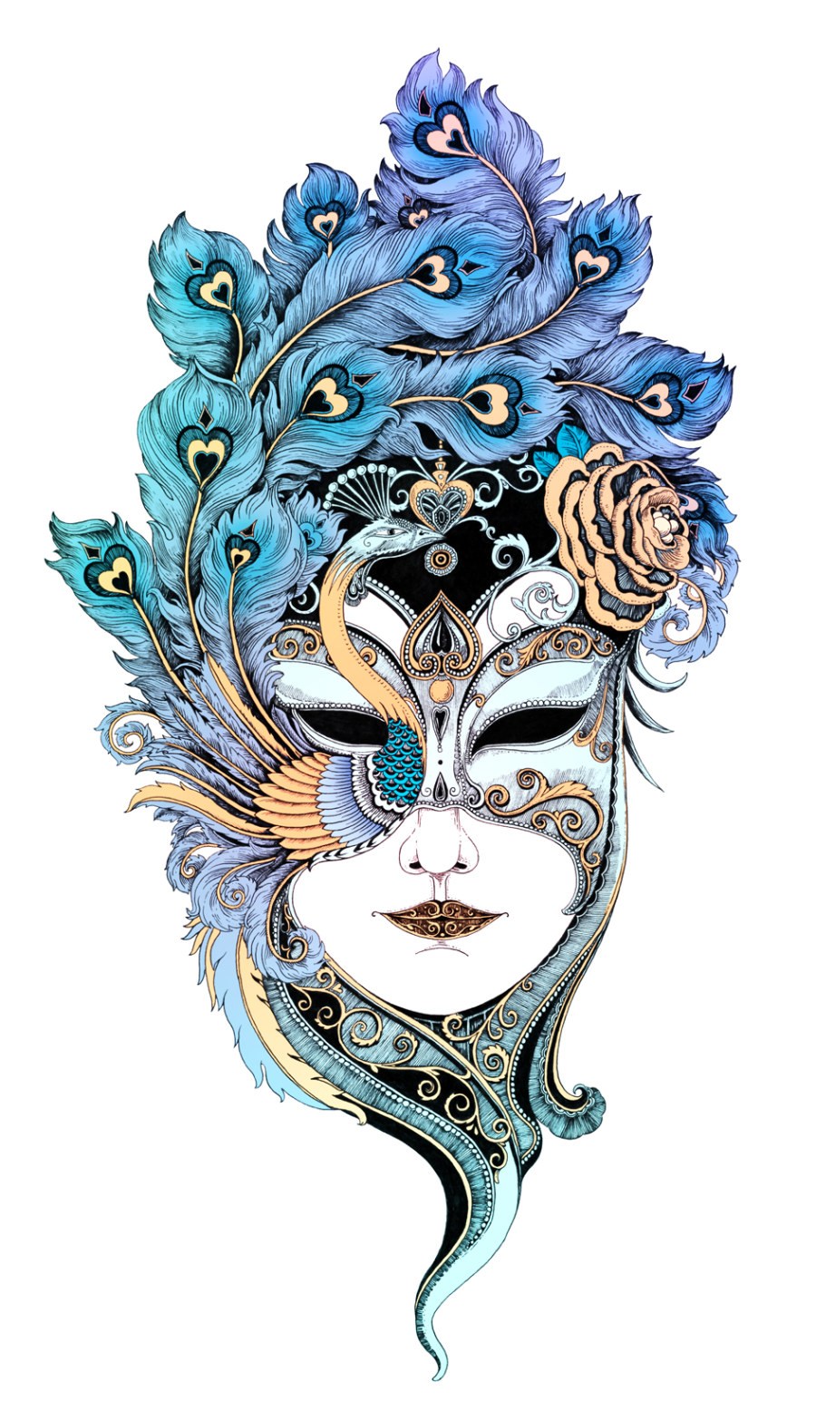 插画作品女人面具