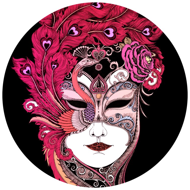 插画作品女人面具