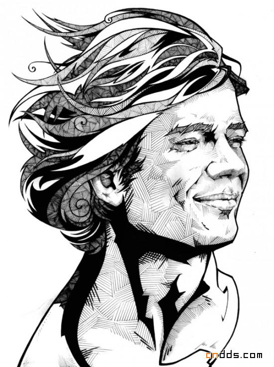 Andreas Preis黑白人像插画