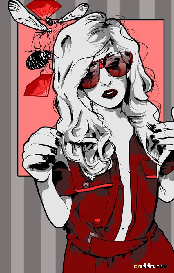Lady GaGa艳丽鬼魅插画