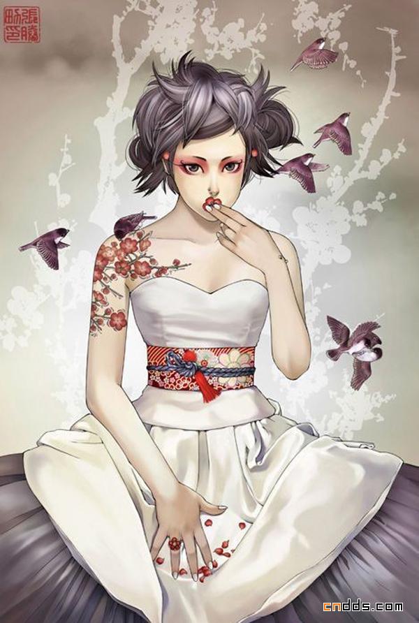 现代版另类中国风唯美插画作品