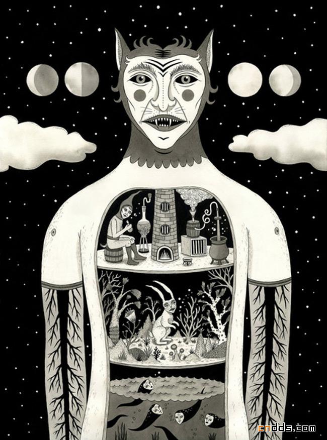 诡异画风的插画作品欣赏