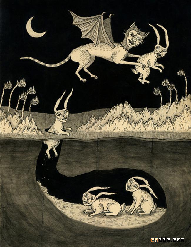 诡异画风的插画作品欣赏